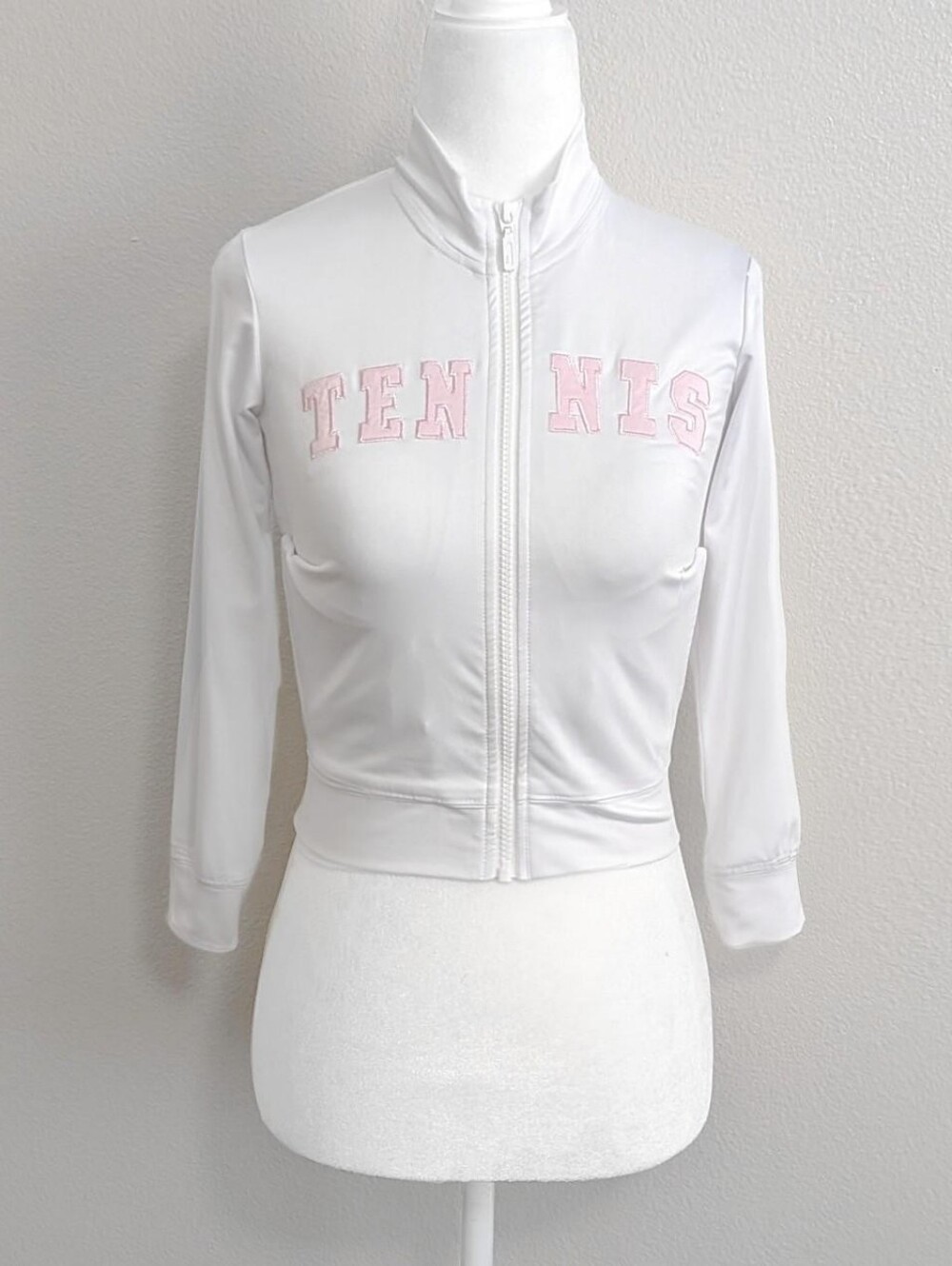 Little Miss Tennis White Preppy Tennis Jacket w/ Pink Lettering | Size XS